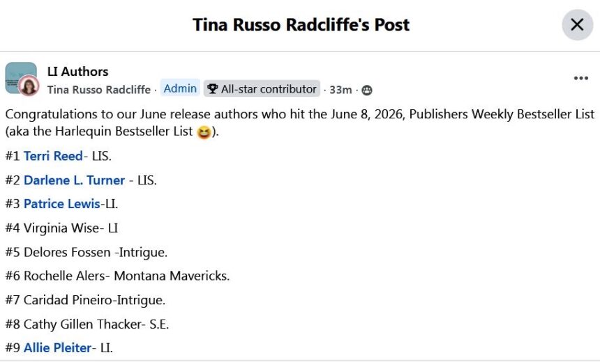 My latest book hit the Publisher’s Weekly Bestseller List!