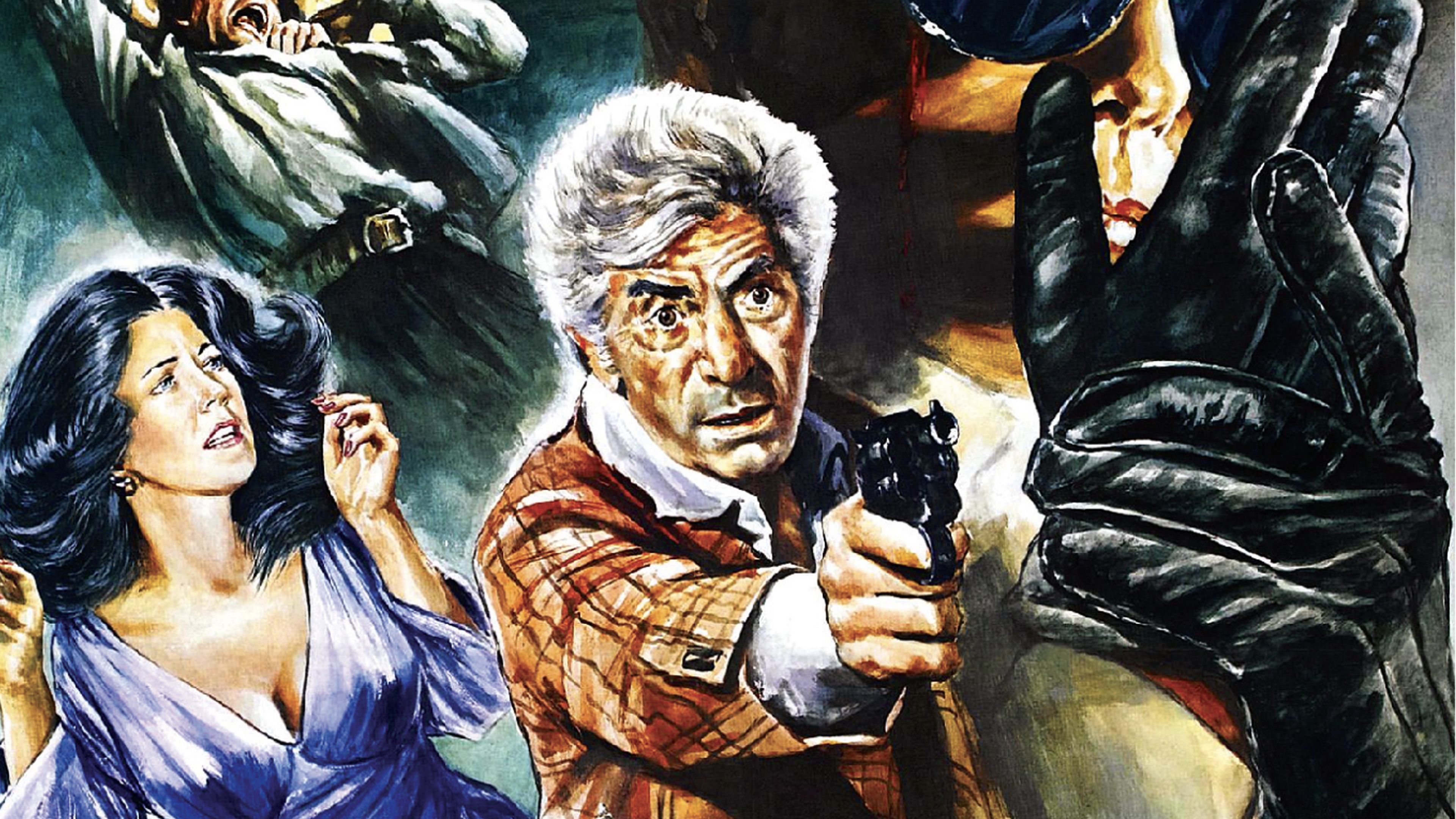 Illustrated artwork for the 1974 horror movie Dead of Night, also known as Deathdream, showing frightened characters and a man holding a handgun.